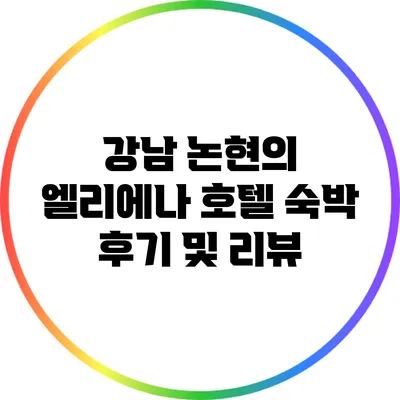 강남 논현의 엘리에나 호텔 숙박 후기 및 리뷰