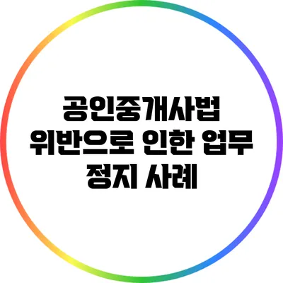 공인중개사법 위반으로 인한 업무 정지 사례