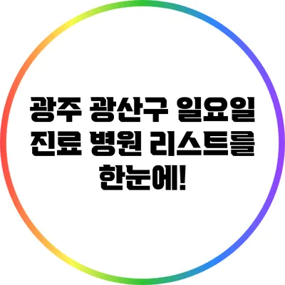 광주 광산구 일요일 진료 병원 리스트를 한눈에!