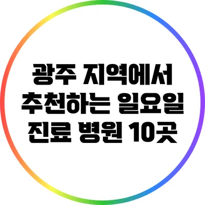 광주 지역에서 추천하는 일요일 진료 병원 10곳
