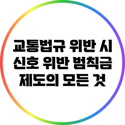 교통법규 위반 시 신호 위반 범칙금 제도의 모든 것