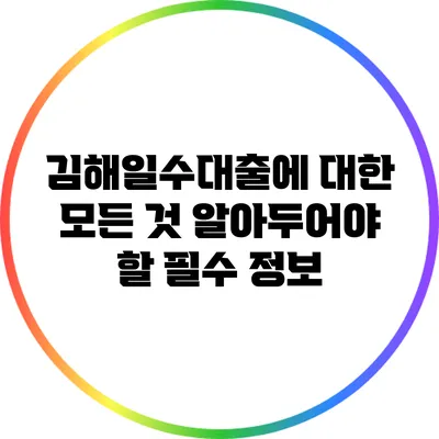 김해일수대출에 대한 모든 것: 알아두어야 할 필수 정보