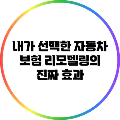 내가 선택한 자동차 보험 리모델링의 진짜 효과