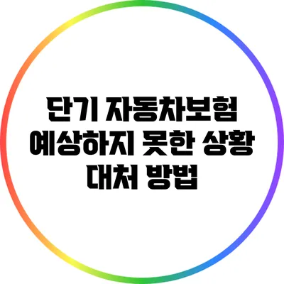 단기 자동차보험: 예상하지 못한 상황 대처 방법
