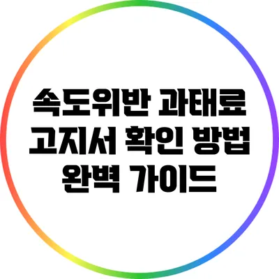 속도위반 과태료 고지서 확인 방법 완벽 가이드
