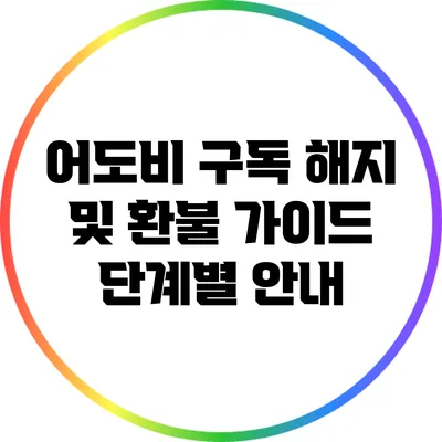 어도비 구독 해지 및 환불 가이드: 단계별 안내