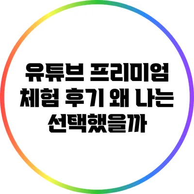 유튜브 프리미엄 체험 후기: 왜 나는 선택했을까?
