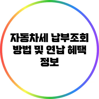 자동차세 납부조회 방법 및 연납 혜택 정보