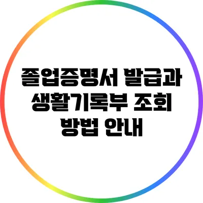 졸업증명서 발급과 생활기록부 조회 방법 안내