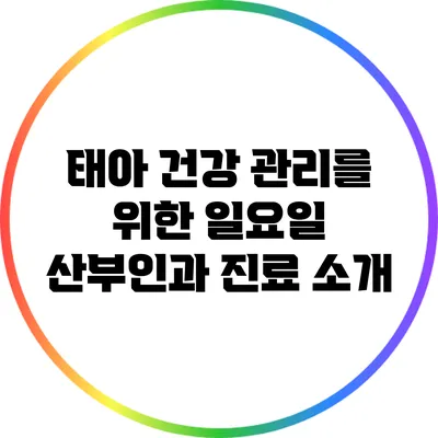 태아 건강 관리를 위한 일요일 산부인과 진료 소개