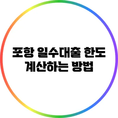 포항 일수대출 한도 계산하는 방법