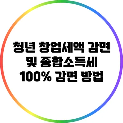 청년 창업세액 감면 및 종합소득세 100% 감면 방법