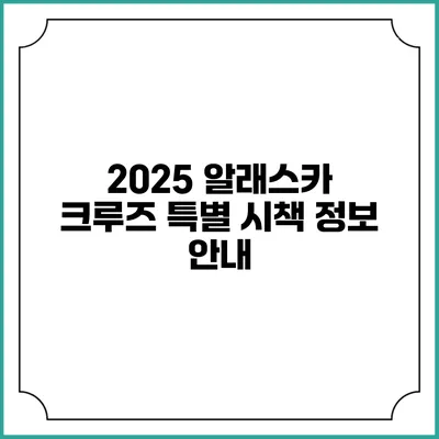 2025 알래스카 크루즈 특별 시책 정보 안내