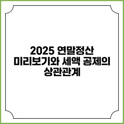 2025 연말정산 미리보기와 세액 공제의 상관관계