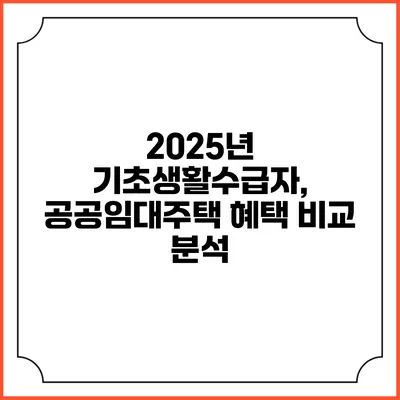 2025년 기초생활수급자, 공공임대주택 혜택 비교 분석