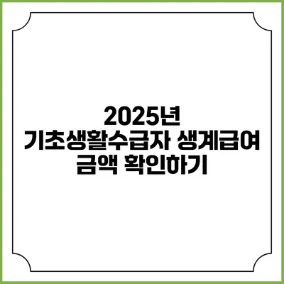 2025년 기초생활수급자 생계급여 금액 확인하기