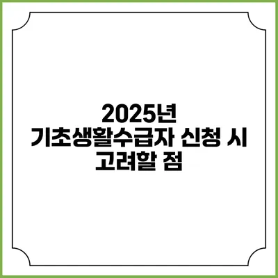 2025년 기초생활수급자 신청 시 고려할 점