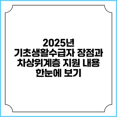 2025년 기초생활수급자 장점과 차상위계층 지원 내용 한눈에 보기