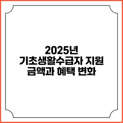 2025년 기초생활수급자 지원 금액과 혜택 변화