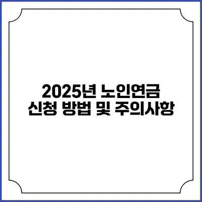 2025년 노인연금 신청 방법 및 주의사항