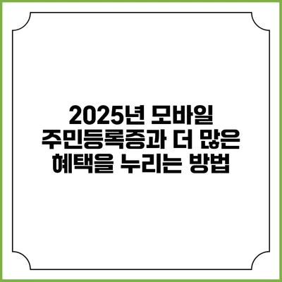 2025년 모바일 주민등록증과 더 많은 혜택을 누리는 방법