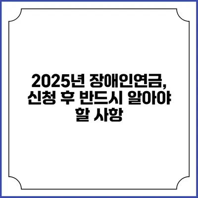 2025년 장애인연금, 신청 후 반드시 알아야 할 사항