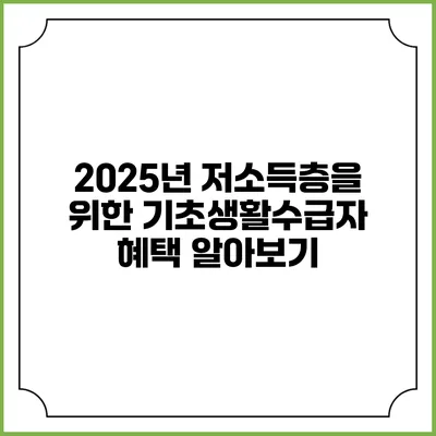 2025년 저소득층을 위한 기초생활수급자 혜택 알아보기