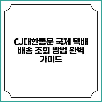 CJ대한통운 국제 택배 배송 조회 방법 완벽 가이드