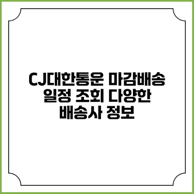 CJ대한통운 마감배송 일정 조회 다양한 배송사 정보