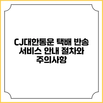 CJ대한통운 택배 반송 서비스 안내 절차와 주의사항
