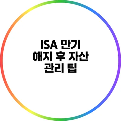 ISA 만기 해지 후 자산 관리 팁