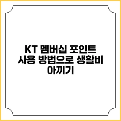 KT 멤버십 포인트 사용 방법으로 생활비 아끼기