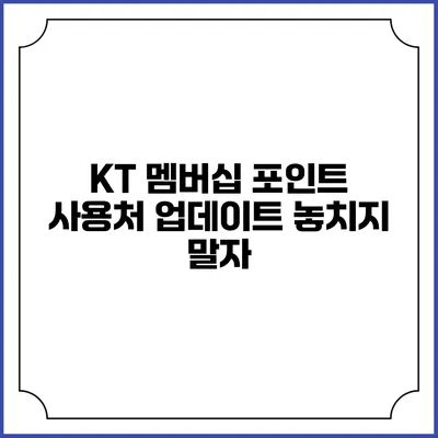 KT 멤버십 포인트 사용처 업데이트 놓치지 말자