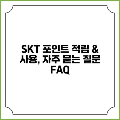 SKT 포인트 적립 & 사용, 자주 묻는 질문 FAQ