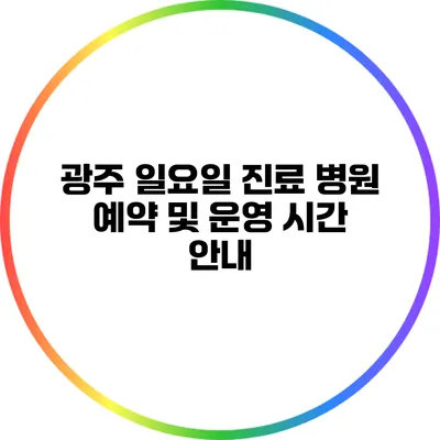 광주 일요일 진료 병원 예약 및 운영 시간 안내