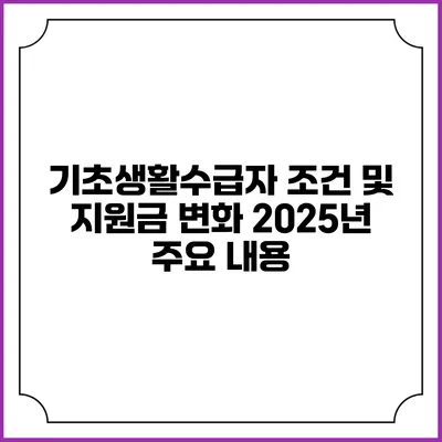 기초생활수급자 조건 및 지원금 변화 2025년 주요 내용