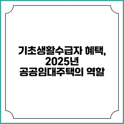 기초생활수급자 혜택, 2025년 공공임대주택의 역할