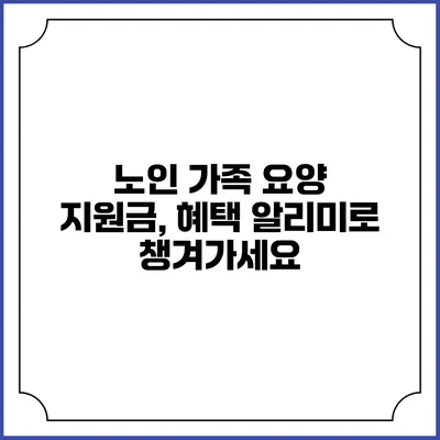 노인 가족 요양 지원금, 혜택 알리미로 챙겨가세요
