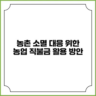 농촌 소멸 대응 위한 농업 직불금 활용 방안