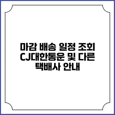 마감 배송 일정 조회 CJ대한통운 및 다른 택배사 안내