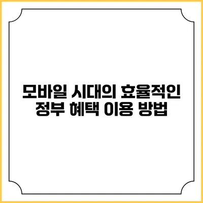 모바일 시대의 효율적인 정부 혜택 이용 방법