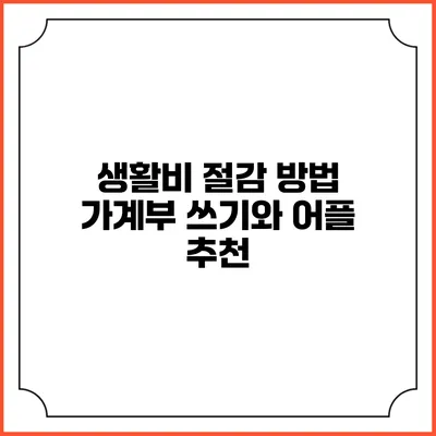 생활비 절감 방법: 가계부 쓰기와 어플 추천