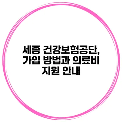 세종 건강보험공단, 가입 방법과 의료비 지원 안내