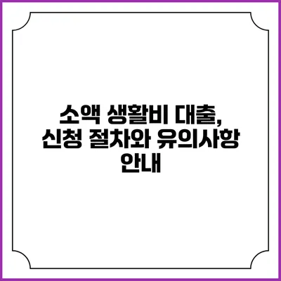 소액 생활비 대출, 신청 절차와 유의사항 안내