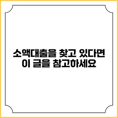소액대출을 찾고 있다면 이 글을 참고하세요