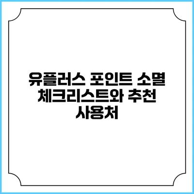 유플러스 포인트 소멸 체크리스트와 추천 사용처