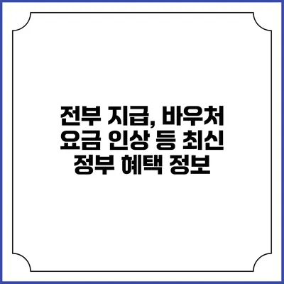전부 지급, 바우처 요금 인상 등 최신 정부 혜택 정보