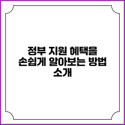 정부 지원 혜택을 손쉽게 알아보는 방법 소개