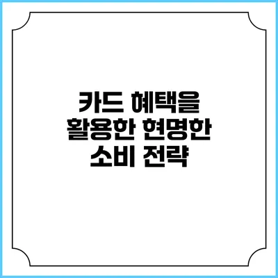카드 혜택을 활용한 현명한 소비 전략