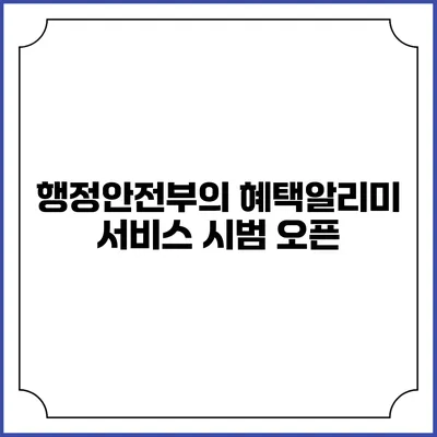 행정안전부의 혜택알리미 서비스 시범 오픈